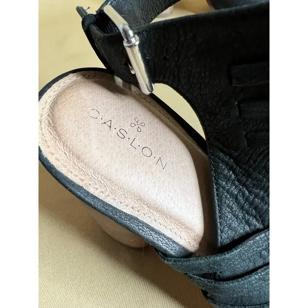 Caslon Martin Black Leather Block Heel Sandal 9.5 NWOT
